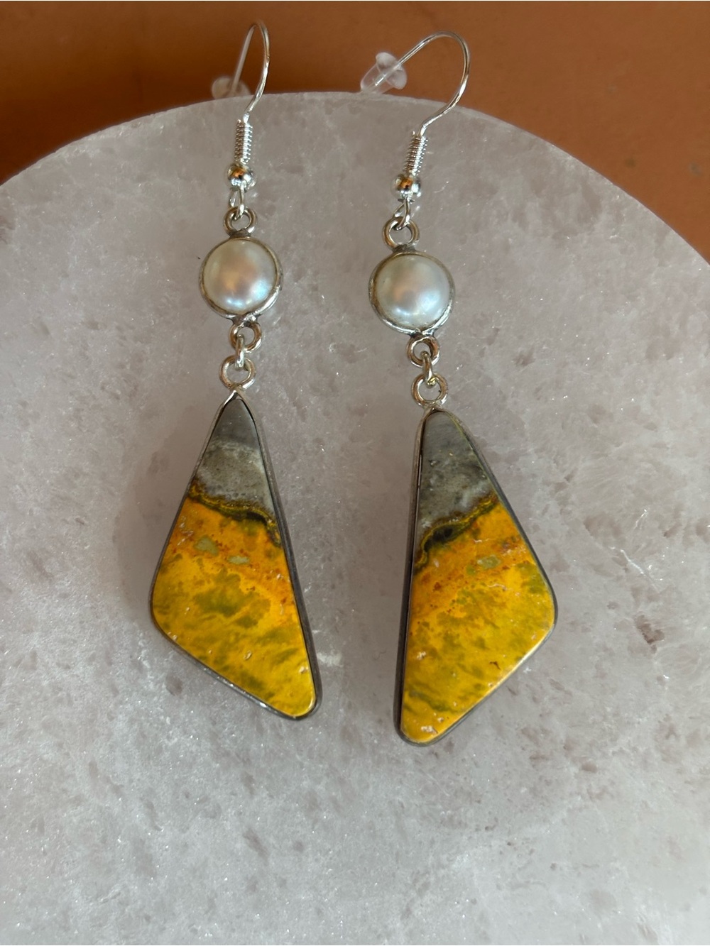 Bumblebee Jasper Crystal Dangle Earrings – Sterling Silver – One-of-a-Kind